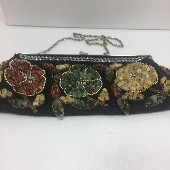 Vintage Black nuggets design Clutch. Fabric. - Picture 1 of 5